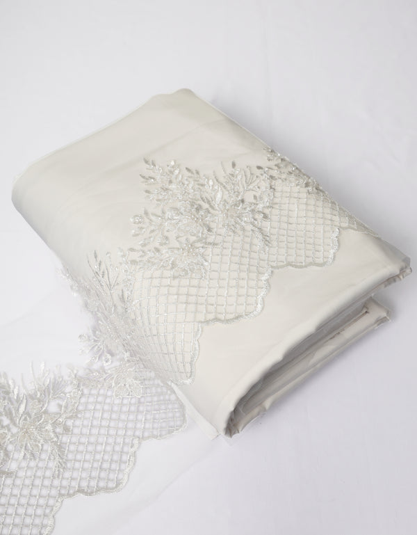 Beaded Border Lace Mix and Match - (Off White) + Satin (Off White)